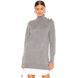 Veronica‎ Beard Soval Sweater Dress Mixed Media Layered Grey Wool Long Sleeve XS